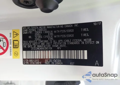 2017 Lexus Rx 350 z USA, uszkodzony, nr VIN 2T2ZZMCA6HC085108